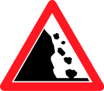 Danger of falling rocks from the left