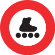 Prohibition of any kind of vehicle-like transport means (such as rollerblades, scooters, skateboards, etc)