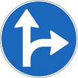 Must continue straight ahead or turn right