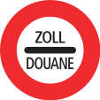 Customs (stop requested, except if no control is carried out, then speed limit is 20 km/h)
