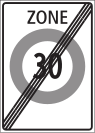 End of area with particular speed limit