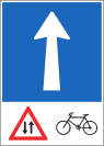 One-way street with oncoming traffic, here, of bicycles