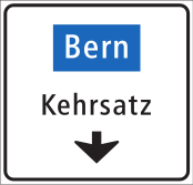 Lane routing on minor road with route to Bern on main route